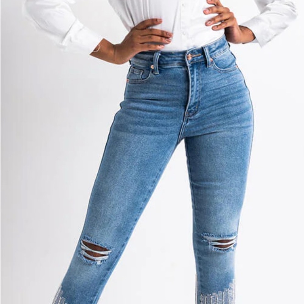 AKIRA High Rise Blue Distressed Jeans
